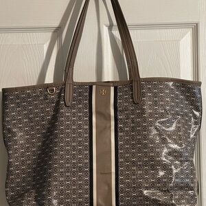 Tory Burch Black and Brown Patterned Tote